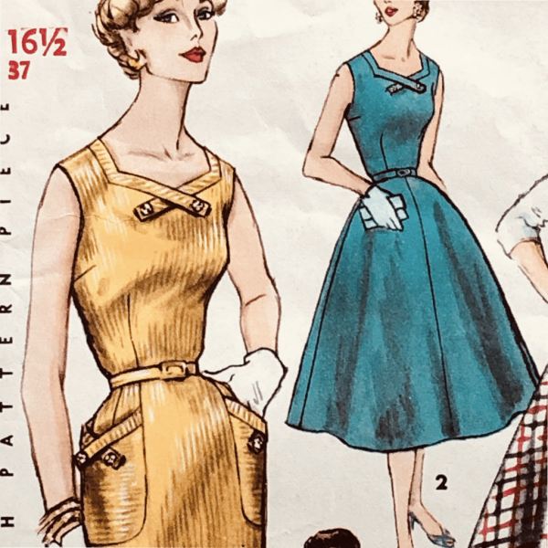 50s-simplicity-1684-wiggle_dress-pattern-detail vintage 50s simplicity 1684 wiggle dress sewing pattern detail