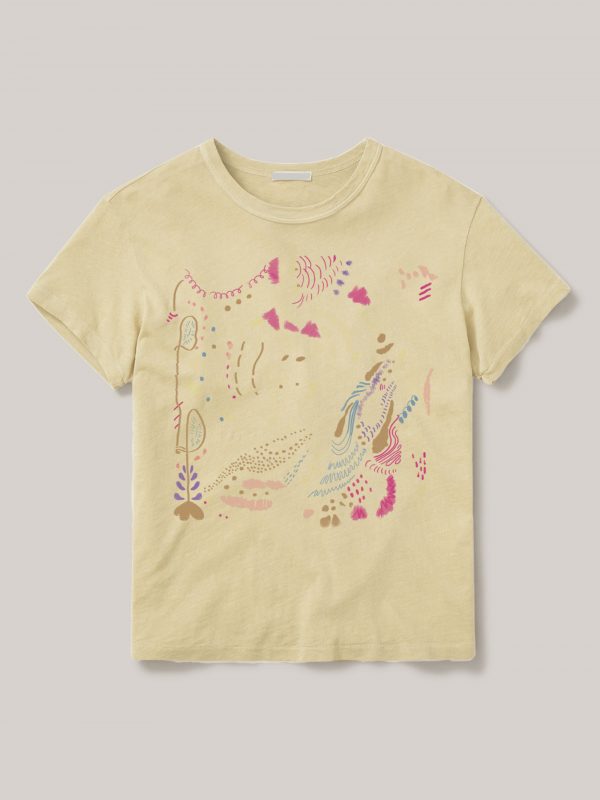 Crayon Scribble Placement Fashion Graphic for a lemonade yellow baby  tee by Tammy Sue Steffens