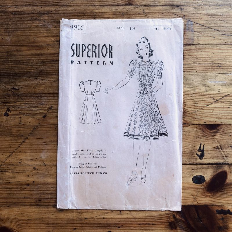 superior 9916 30s tailored frock pattern envelope