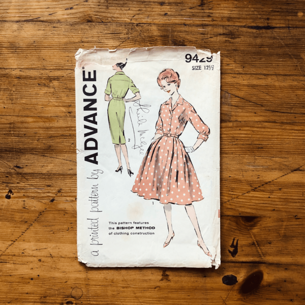 unused 60s shirt dress pattern cover advance 9429 unused 60s classic shirtwaist dress pattern cover advance 9429